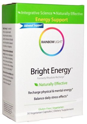 Rainbow Light, Bright Energy, 30 Veggie Caps ,والصحة، والطاقة، ومكافحة الإجهاد المزاج الدعم