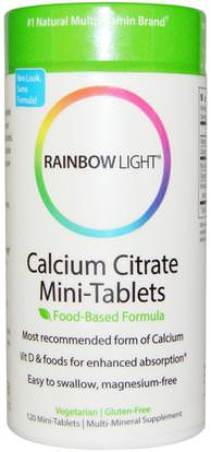 Rainbow Light, Calcium Citrate Mini-Tablets, 120 Mini-Tabs ,المكملات الغذائية، المعادن، الكالسيوم والمغنيسيوم، سيترات الكالسيوم