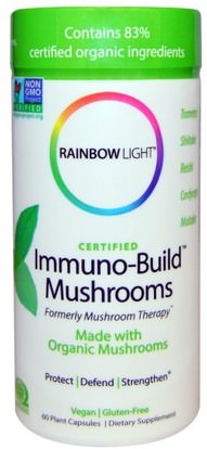 Rainbow Light, Certified, Immuno-Build Mushrooms, 60 Plant Capsules ,والمكملات الغذائية، والفطر الطبية، والمجموعات المختلطة الفطر