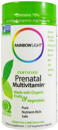 Rainbow Light, Certified Organics, Prenatal Multivitamin, 120 Veggie Caps ,الفيتامينات، الفيتامينات قبل الولادة