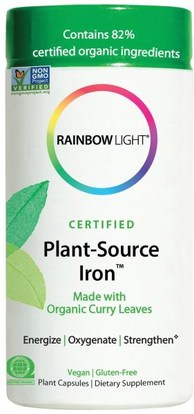 Rainbow Light, Certified Plant-Source Iron, 50 Plant Capsules ,المكملات الغذائية، والمعادن، والحديد