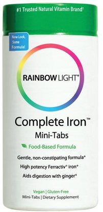 Rainbow Light, Complete Iron, Mini-Tabs, 60 Mini Tablets ,المكملات الغذائية، والمعادن، والحديد