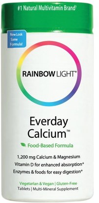 Rainbow Light, Everyday Calcium, Food-Based Formula, 120 Tablets ,والمكملات الغذائية، والمعادن، والكالسيوم والمغنيسيوم