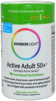 Rainbow Light, Just Once, Active Adult 50+, Food-Based Multivitamin, 30 Tablets ,الفيتامينات، الرجال الفيتامينات، النساء الفيتامينات المتعددة