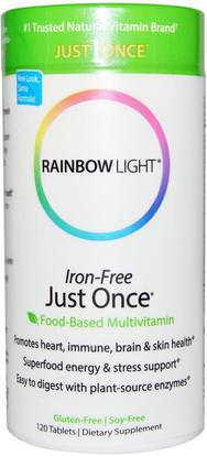 Rainbow Light, Just Once, Iron-Free, Food-Based Multivitamin, 120 Tablets ,الفيتامينات، الرجال الفيتامينات، النساء الفيتامينات المتعددة