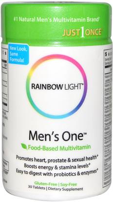 Rainbow Light, Just Once, Mens One, Food-Based Multivitamin, 30 Tablets ,الفيتامينات، الرجال الفيتامينات، دعم البروستاتا