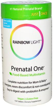 Rainbow Light, Just Once, Prenatal One, Food-Based Multivitamin, 150 Tablets ,الفيتامينات، الفيتامينات قبل الولادة، النساء