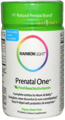 Rainbow Light, Just Once, Prenatal One, Food-Based Multivitamin, 30 Tablets ,الفيتامينات، الفيتامينات قبل الولادة