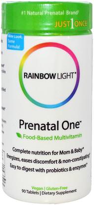 Rainbow Light, Just Once, Prenatal One, Food-Based Multivitamin, 90 Tablets ,الفيتامينات، الفيتامينات قبل الولادة