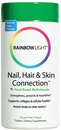 Rainbow Light, Nail, Hair & Skin Connection, Food-Based Formula, 60 Tablets ,الصحة، المرأة، مكملات الشعر، مكملات الأظافر، مكملات الجلد، الجلد