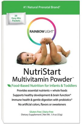Rainbow Light, NutriStart, Multivitamin Powder, 25 Easy-Mix Packets, 1.9 oz (53 g) ,صحة الطفل، الطفل، ملاحق الرضع، الفيتامينات المتعددة، الأطفال الفيتامينات