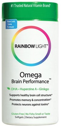 Rainbow Light, Omega Brain Performance, 60 Softgels ,المكملات الغذائية، إيفا أوميجا 3 6 9 (إيبا دا)، دا، إيبا، هيلث، سكين