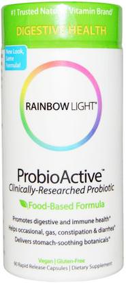 Rainbow Light, ProbioActive, Food-Based Formula, 90 Rapid Release Capsules ,المكملات الغذائية، الإنزيمات، البروبيوتيك