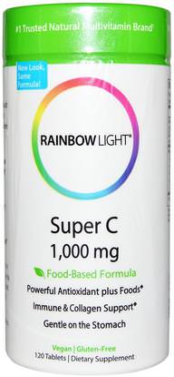 Rainbow Light, Super C, 1,000 mg, 120 Tablets ,والفيتامينات، وفيتامين ج، والانفلونزا الباردة والفيروسية