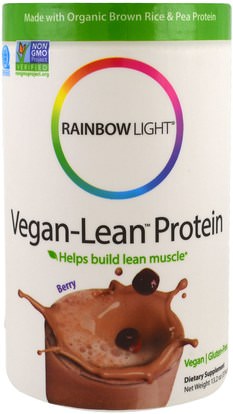 Rainbow Light, Vegan-Lean Protein, Berry, 13.2 oz (374 g) ,والمكملات الغذائية، والبروتين