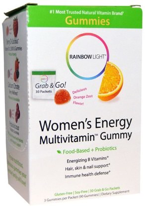 Rainbow Light, Womens Energy Multivitamin Gummy, Delicious Orange Zest Flavor, 30 Packets ,الفيتامينات، النساء الفيتامينات المتعددة، النساء