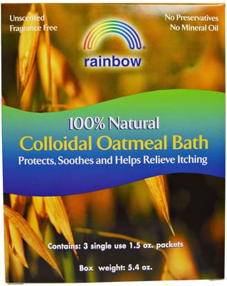 Rainbow Research, 100% Natural Colloidal Oatmeal Bath, 3 Packets, 1.5 oz Each ,حمام، الجمال