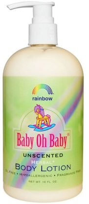 Rainbow Research, Baby Oh Baby, Body Lotion, Unscented, 16 fl oz ,حمام، الجمال، غسول الجسم