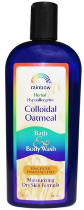 Rainbow Research, Colloidal Oatmeal Bath & Body Wash, Unscented Fragrance Free, 12 oz (360 ml) ,حمام، الجمال، هلام الاستحمام