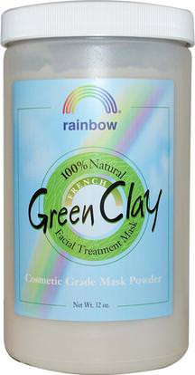 Rainbow Research, French Green Clay, Facial Treatment Mask Powder, 32 oz ,الجمال، أقنعة الوجه، أقنعة الطين