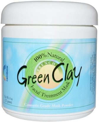 Rainbow Research, French Green Clay, Facial Treatment Mask Powder, 8 oz (225 g) ,حمام، الجمال، السموم، الطين