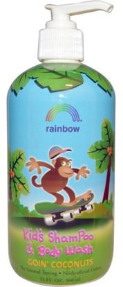 Rainbow Research, Kids Shampoo and Body Wash, Goin Coconuts, 12 fl oz (360 ml) ,حمام، جمال، شامبو، أطفال شامبو، هلام الاستحمام، الاطفال غسل الجسم، استحمام الطفل هلام