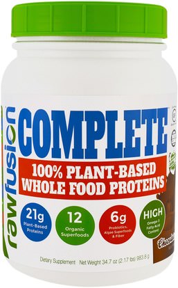 Raw Fusion, Complete, 100% Plant-Based Whole Food Proteins, Chocolate, 34.7 oz (983.8 g) ,والمكملات الغذائية، والبروتين