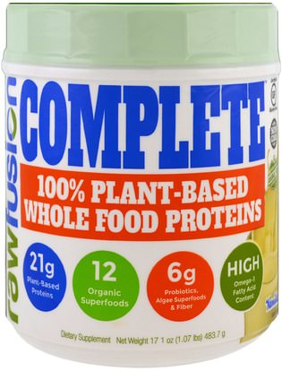 Raw Fusion, Complete, 100% Plant-Based Whole Food Proteins, Vanilla, 17.1 oz (483.7 g) ,والمكملات الغذائية، والبروتين