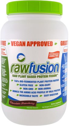 Raw Fusion, Raw Plant Based Protein Fusion, Chocolate Strawberry, 33.3 oz (943.2 g) ,والمكملات الغذائية، والبروتين