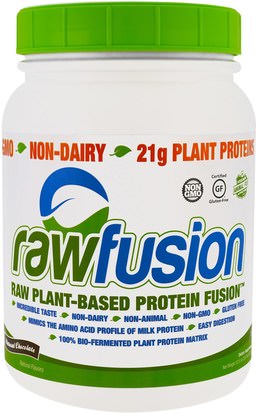 Raw Fusion, Raw Plant-Based Protein Fusion, Natural Chocolate, 32.8 oz (931 g) ,والمكملات الغذائية، والبروتين