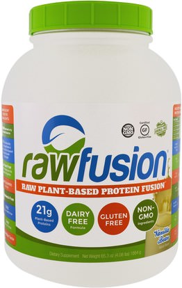 Raw Fusion, Raw Plant-Based Protein Fusion, Vanilla Bean, 65.3 oz (1854 g) ,والمكملات الغذائية، والبروتين