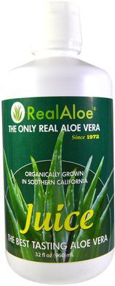 Real Aloe Inc., Aloe Vera Juice, 32 fl oz (960 ml) ,المكملات الغذائية، الألوة فيرا، سائل الألوة فيرا