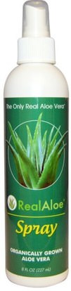 Real Aloe Inc., Aloe Vera Spray, 8 oz (227 ml) ,حمام، الجمال، الألوة فيرا كريم محلول هلام