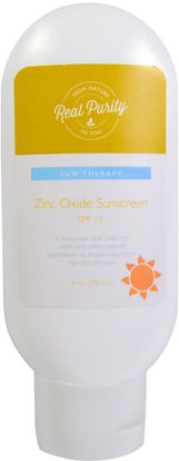 Real Purity, Zinc Oxide Sunscreen, Sun Therapy, SPF 15, 4 fl oz (118 ml) ,حمام، الجمال، واقية من الشمس، سف 05-25