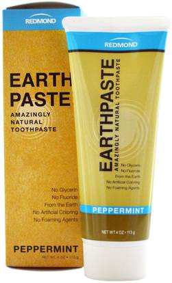 Redmond Trading Company, Earthpaste, Amazingly Natural Toothpaste, Peppermint, 4 oz (113 g) ,حمام، الجمال، العناية بالفم عن طريق الفم، إكسيليتول العناية بالفم، معجون الأسنان