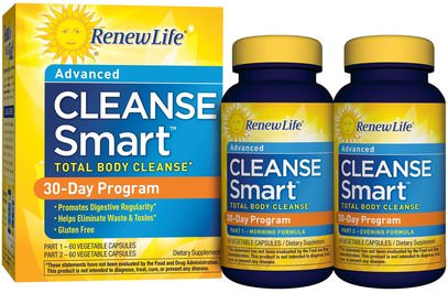 Renew Life, Advanced Cleanse Smart, 2 Bottles, 60 Vegetable Capsules Each ,الصحة، السموم
