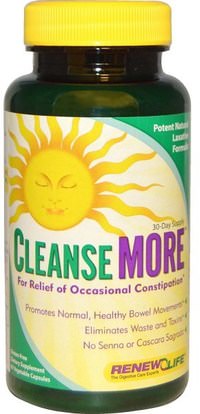 Renew Life, CleanseMore, 60 Vegetable Capsules ,والصحة، والتخلص من السموم، والإمساك