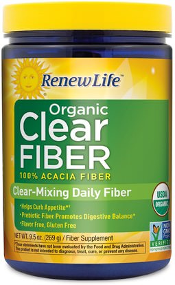 Renew Life, Organic Clear Fiber, Flavor Free, 9.5 oz (269 g) ,المكملات الغذائية، الألياف، التخلص من السموم