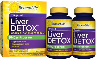 Renew Life, Targeted, Liver Detox, 120 Veggie Caps, 2 Bottles, 30-Day Program ,والصحة، والتخلص من السموم، ودعم الكبد