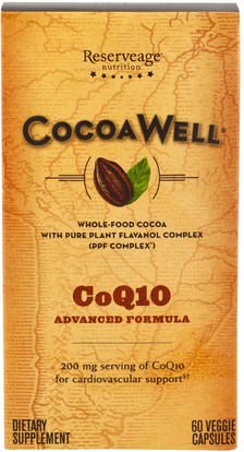 ReserveAge Nutrition, CocoaWell, CoQ10, Advanced Formula, 60 Veggie Capsules ,المكملات الغذائية، أنزيم q10، coq10