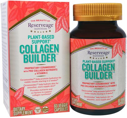 ReserveAge Nutrition, Collagen Builder, Plant-Based Support, 60 Veggie Caps ,الصحة، العظام، هشاشة العظام، الكولاجين، الجلد