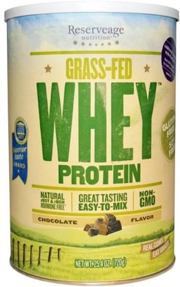 ReserveAge Nutrition, Grass-Fed Whey Protein, Chocolate Flavor, 25.4 oz (720 g) ,المكملات الغذائية، بروتين مصل اللبن