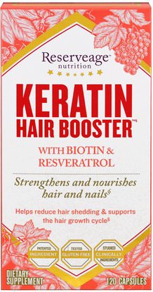 ReserveAge Nutrition, Keratin Hair Booster, 120 Capsules ,حمام، الجمال، دقة بالغة، فروة الرأس