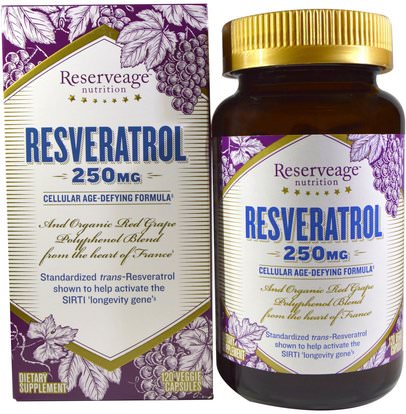 ReserveAge Nutrition, Resveratrol, Cellular Age-Defying Formula, 250 mg, 120 Veggie Caps ,المكملات الغذائية، ريسفيراترول