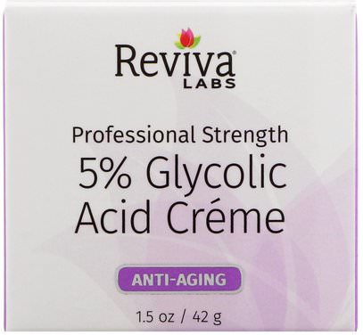 Reviva Labs, 5% Glycolic Acid Cream, Anti Aging, 1.5 oz (42 g) ,الجمال، مكافحة الشيخوخة، حمض الجليكوليك، العناية بالوجه