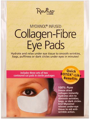 Reviva Labs, Collagen-Fibre Eye Pads, 3 Sets of Two Contoured Pads ,الصحة، العظام، هشاشة العظام، الكولاجين، الجمال، كريمات العين