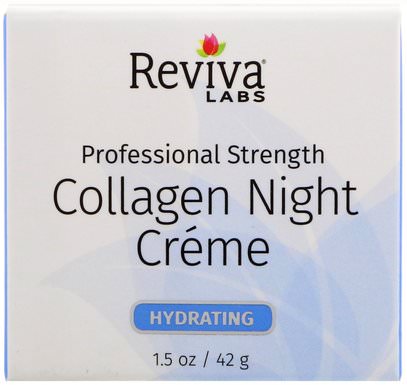 Reviva Labs, Collagen Night Creme, 1.5 oz (42 g) ,الصحة، العظام، هشاشة العظام، الكولاجين، الجمال، العناية بالوجه، الكريمات المستحضرات، الأمصال