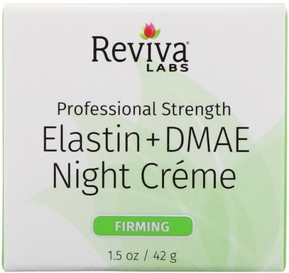 Reviva Labs, Elastin + DMAE Night Creme, 1.5 oz (42 g) ,المكملات الغذائية، دماي، الجلد، الإيلاستين