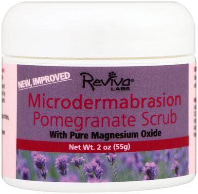 Reviva Labs, Microdermabrasion Pomegranate Scrub, 2 oz (55 g) ,الجمال، العناية بالوجه، منظفات الوجه، نوع البشرة مكافحة الشيخوخة الجلد