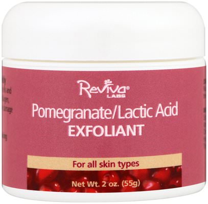 Reviva Labs, Pomegranate/Lactic Acid, Exfoliant, 2 oz (55 g) ,الجمال، العناية بالوجه، منظفات الوجه